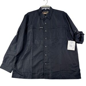 Game Guard 2X Black MicroFiber Long Sleeve Shirt Vented Fishing UPF 50+ 1084 NEW